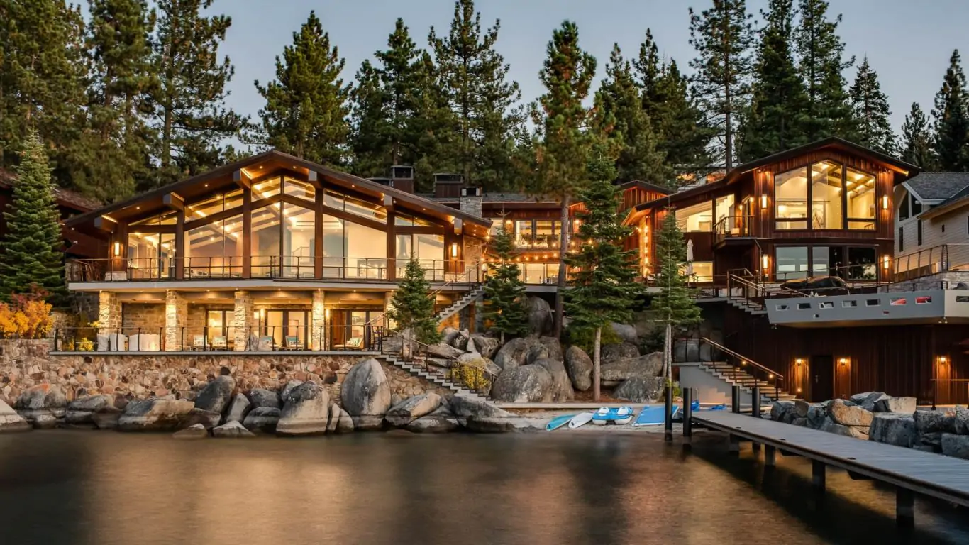 Villa Harrah commands extraordinary views over the glassy expanse of Lake Tahoe.