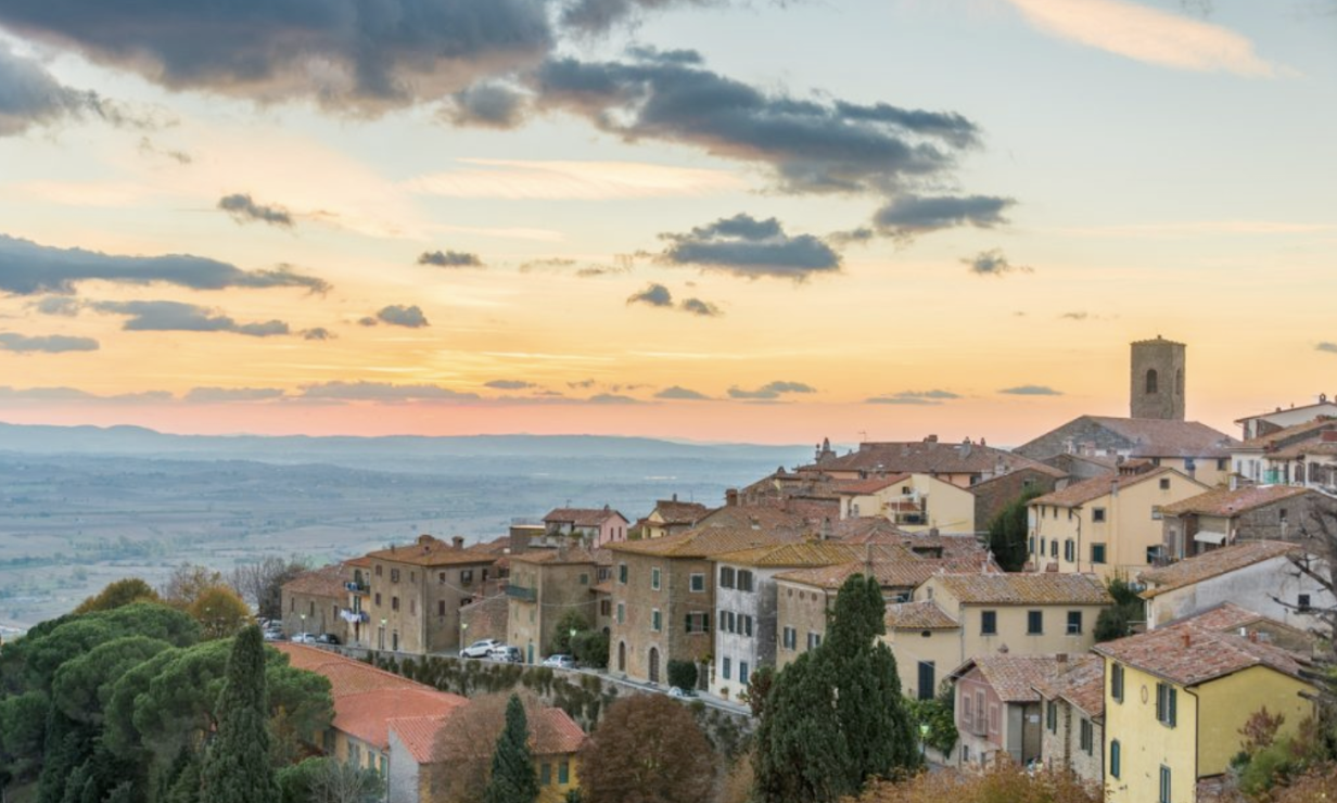 Cortona in Tuscany, featuring historic architecture, charming streets, and scenic countryside.