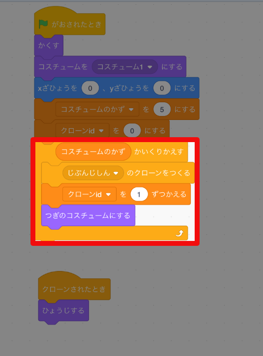 旗が押されたとき自分自身のクローンを作る 旗が押されたとき自分自身のクローンを作る