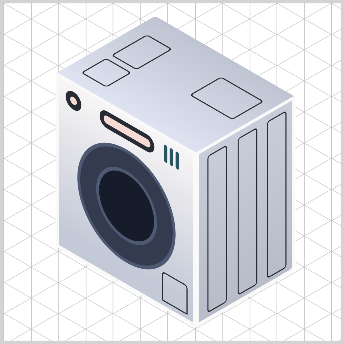 Isometric Washing Machine - With Grid Preview