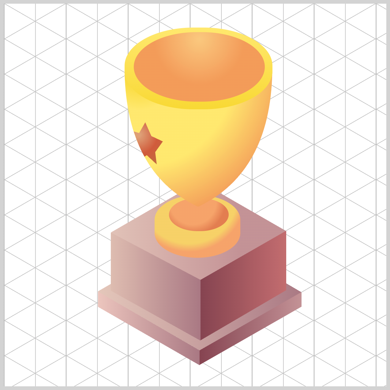 Isometric Trophy - Color Preview with Grid