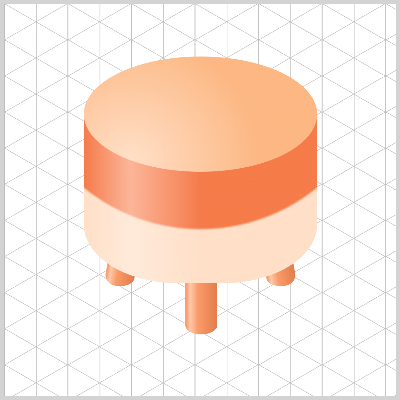 Isometric Chair - Color Preview with Grid