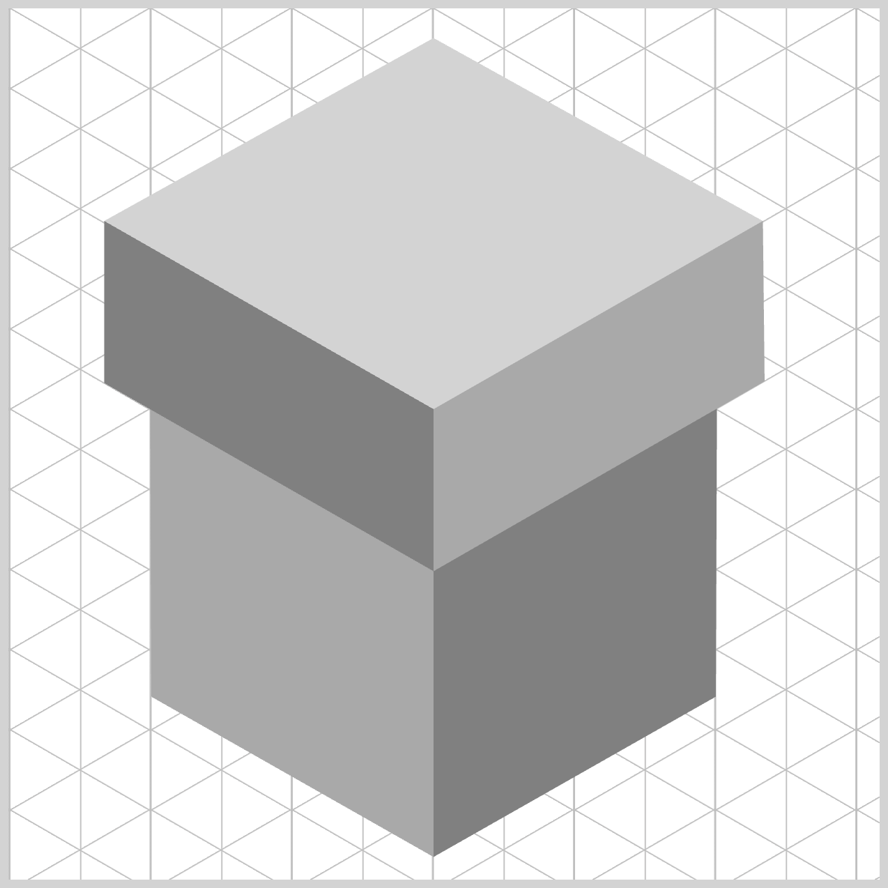Isometric Gift Box - Grayscale Preview with Grid