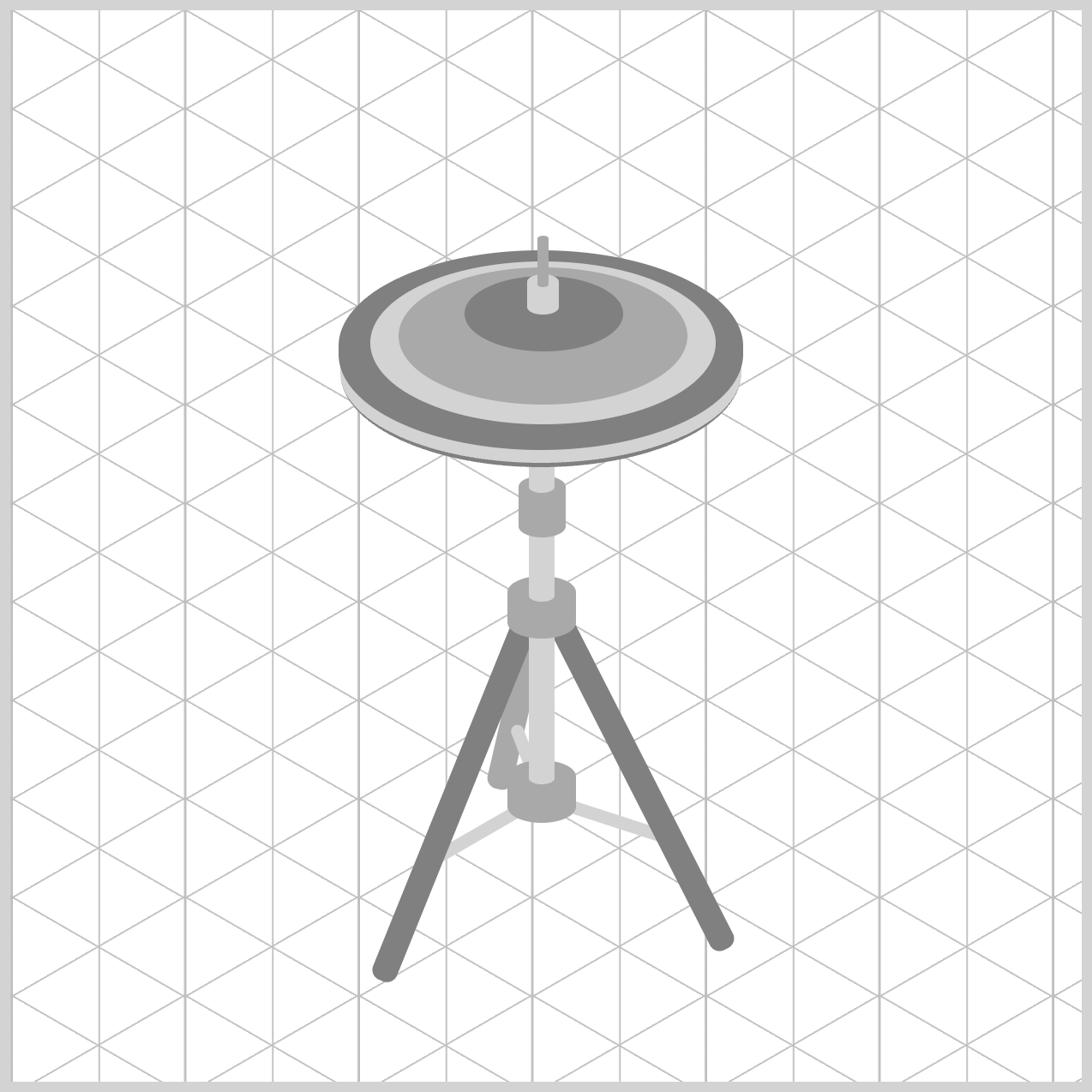 Isometric Hi-Hat Cymbals - Grayscale Preview with Grid