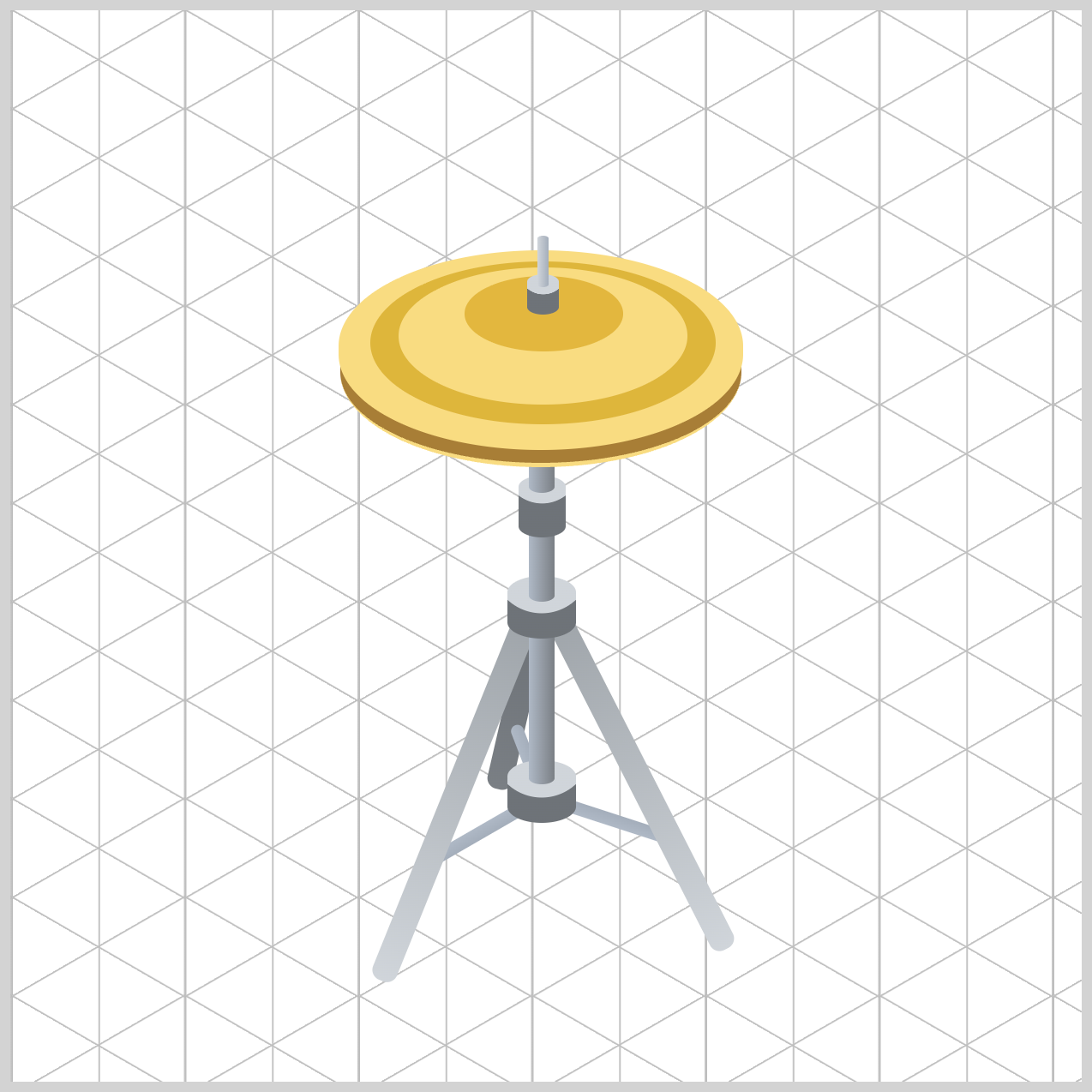 Isometric Hi-Hat Cymbals - Color Preview with Grid