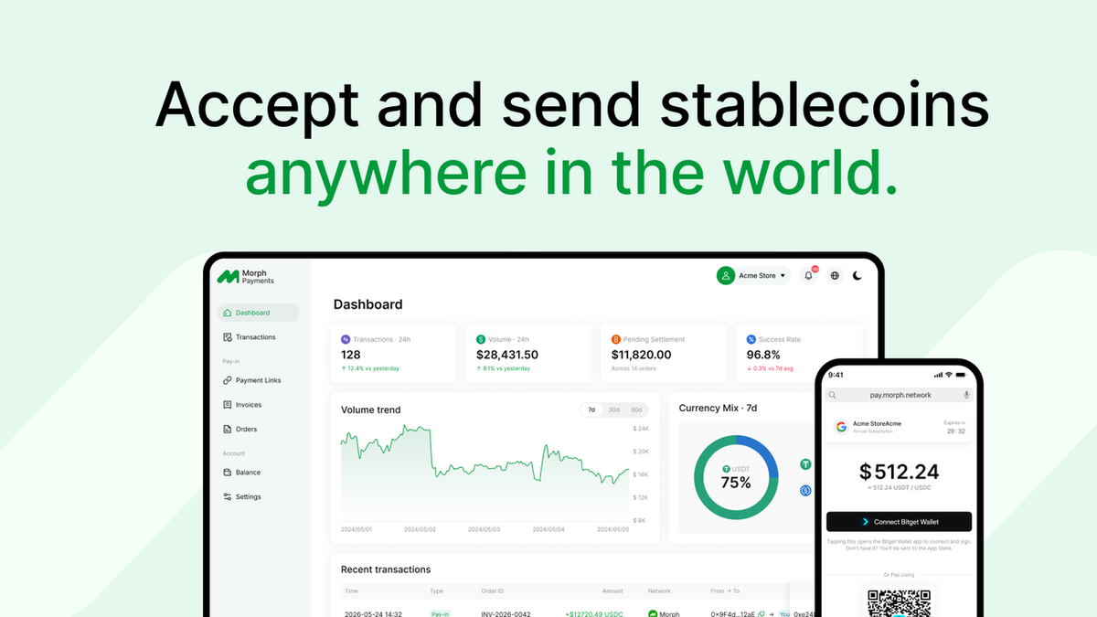 Morph Payments is live. Accept and send stablecoins anywhere in the world.