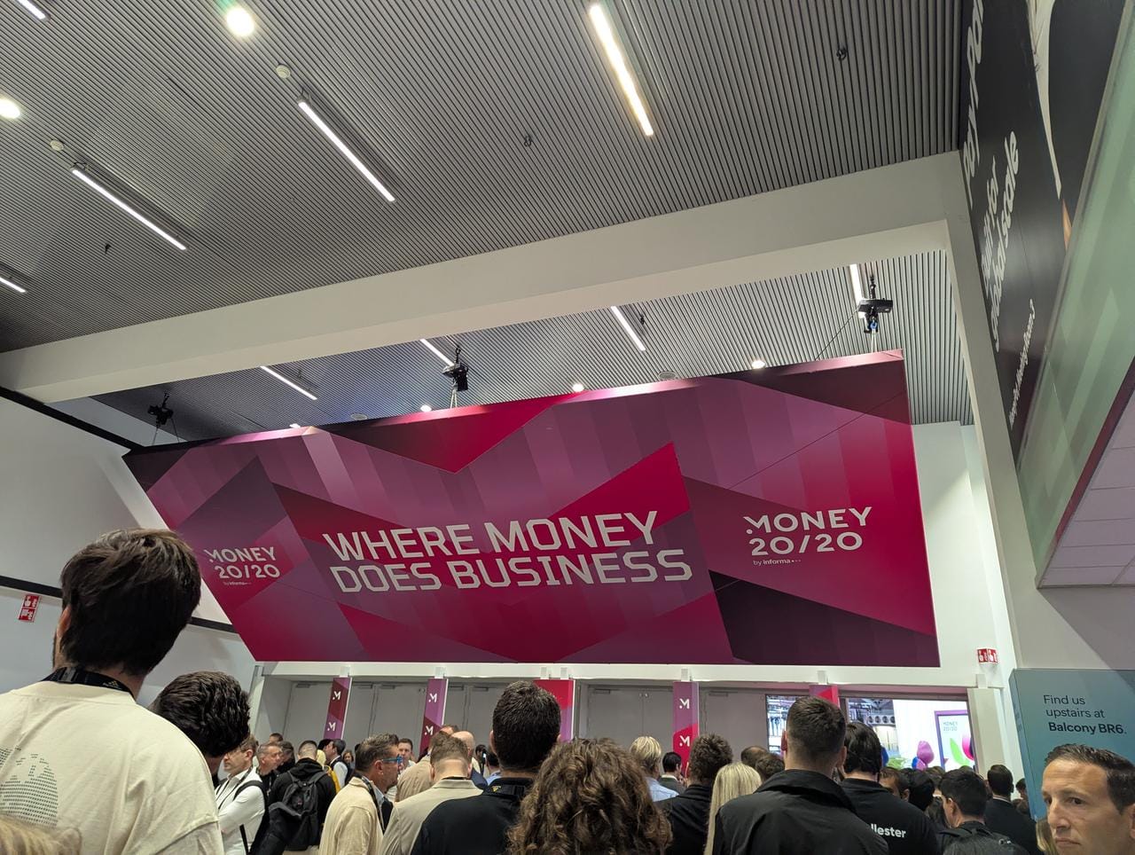 Money20/20 Europe 2026 entrance banner reading Where Money Does Business at the RAI Amsterdam