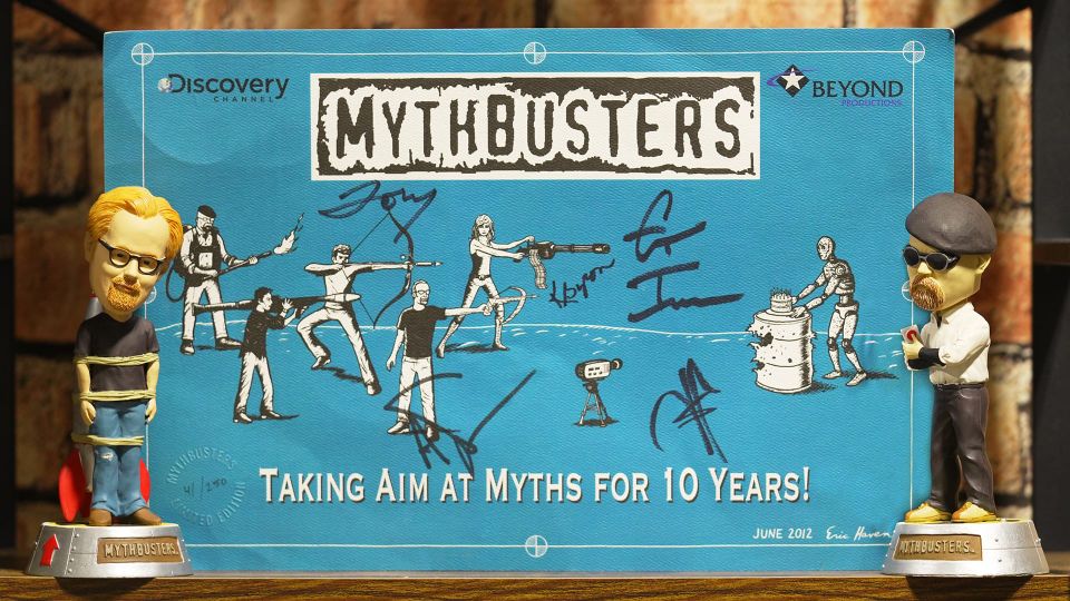 A Signed Mythbusters 10th Anniversary Poster