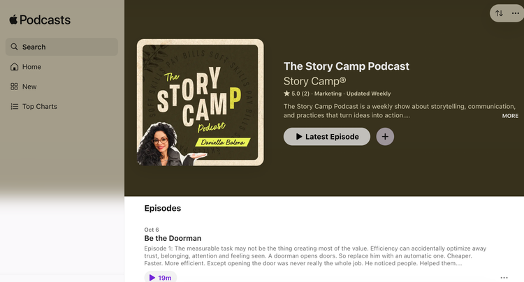 The Story Camp Podcast named best new marketing podcast