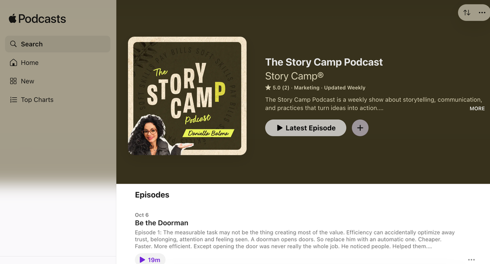 The Story Camp Podcast named best new marketing podcast