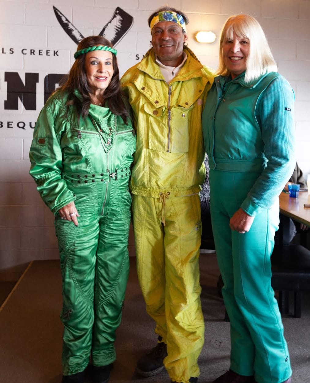 APRES SKI: Enjoying festivities over opening weekend were (from left) Marnie Searles and James Jansen from Kilamanjaro Apartments, and Donna Howlett from Winterhaven. PHOTO: Traverse  Alpine Group
