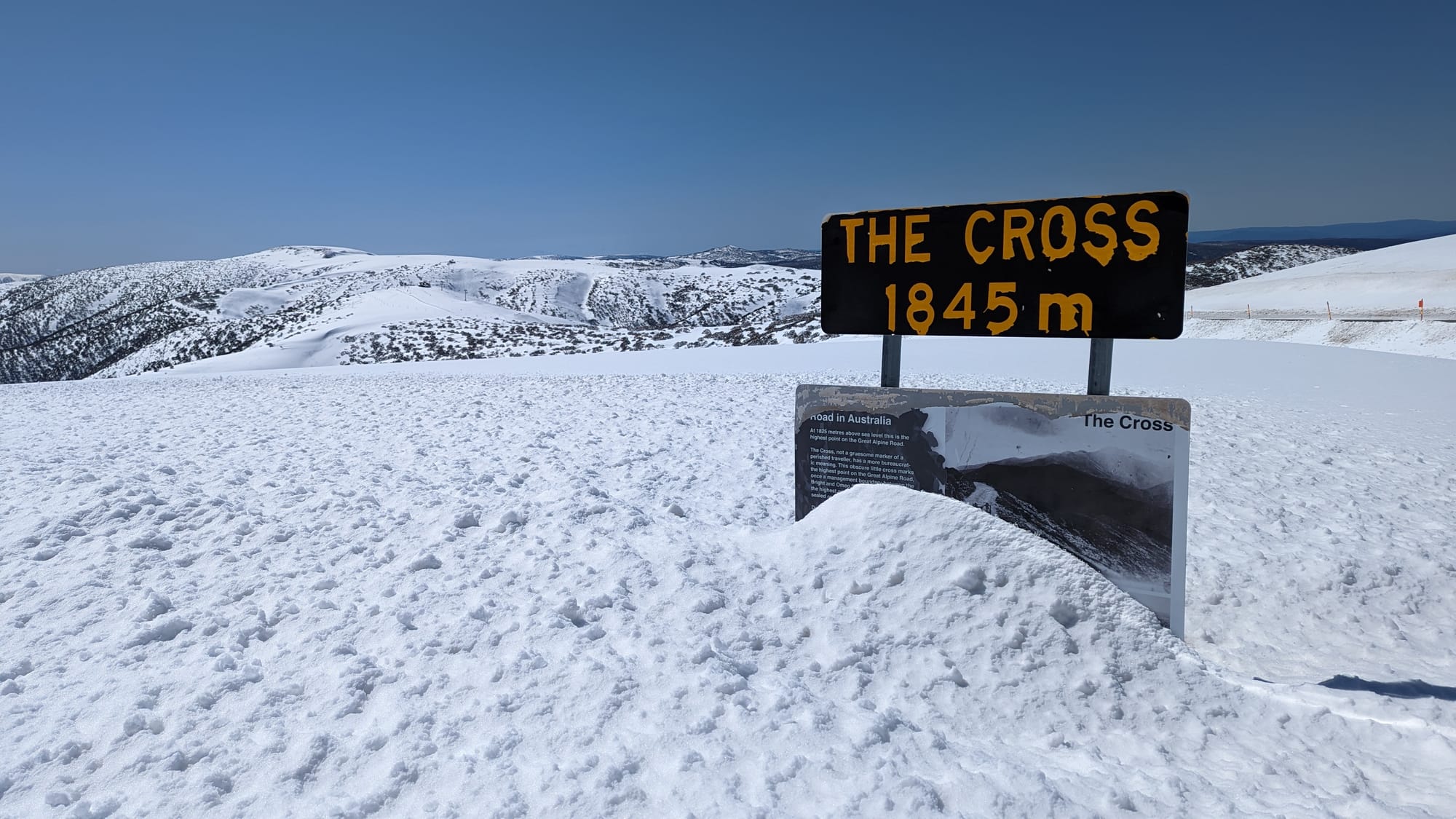 THE CROSS: It marks the highest point on the Great Alpine Road at Mt Hotham and also the starting point for descents into Pink Hamburg. PHOTO: Chris Epskamp (Powderhounds.com)