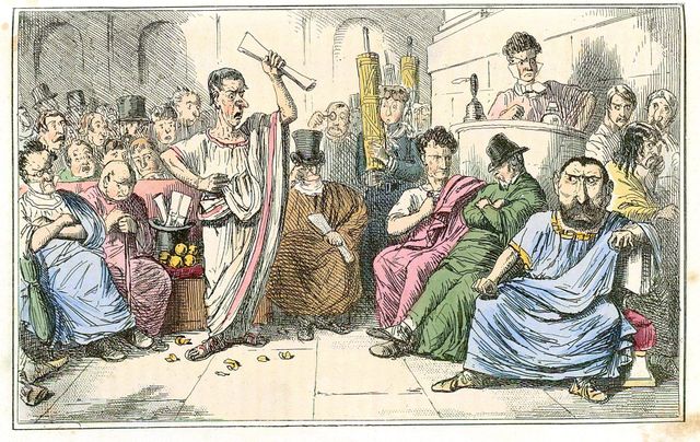 John Leech, Cicero denouncing Cataline (from The Comic History of Rome, c. 1850)