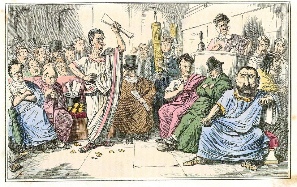 John Leech, Cicero denouncing Cataline (from The Comic History of Rome, c. 1850)