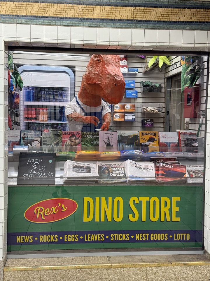 'Snarlboros' and 'The Pangea Post': Inside the MTA-sanctioned dinosaur bodega