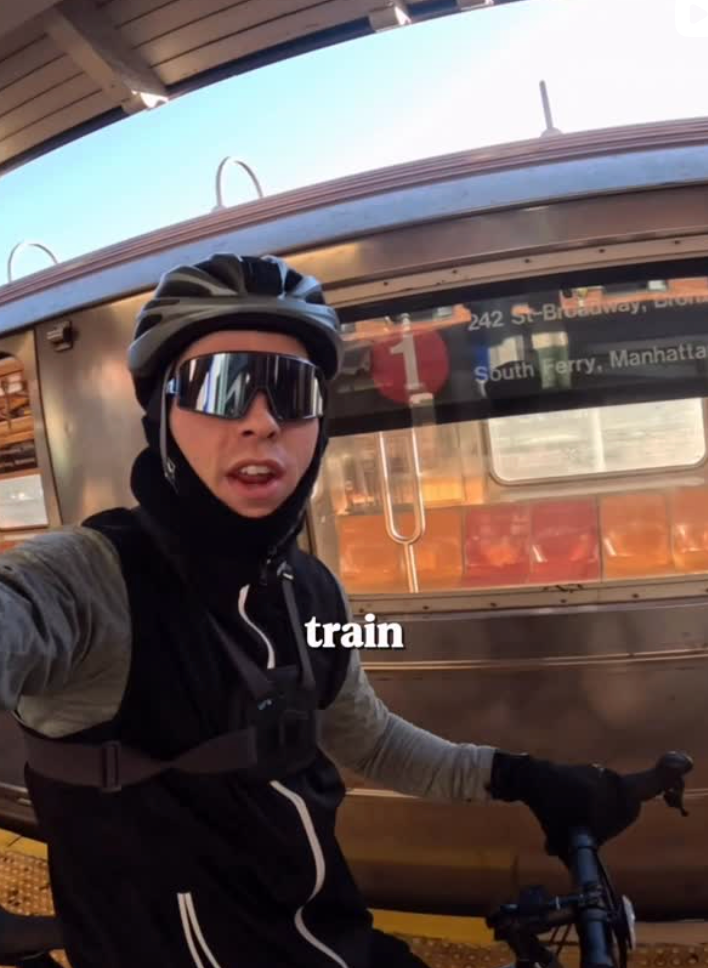 The guy racing the subway on a bike wants you to get out and explore