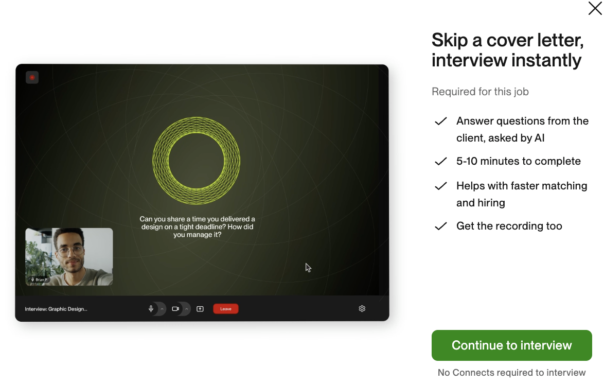 Instant interviews on Upwork. + Some tweaks Upwork posted recently
