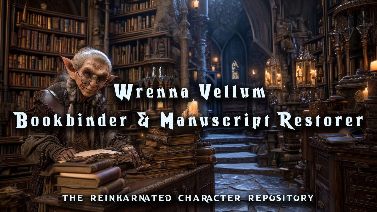 Wrenna Vellum - Bookbinder & Manuscript Restorer of the Scholars' Ward
