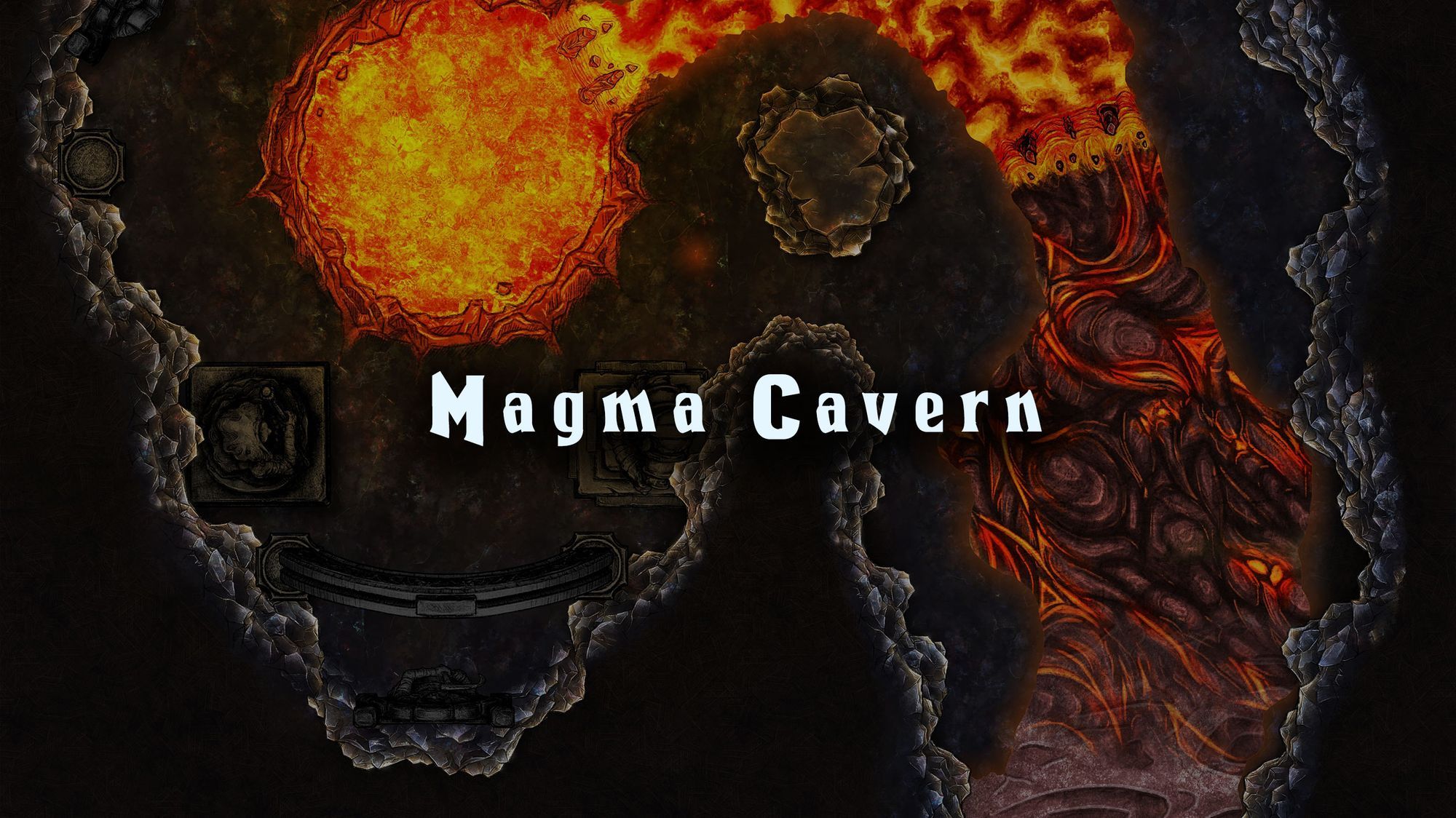 Magma cavern battle map — D&D 5e VTT by D&D ReinKarnated