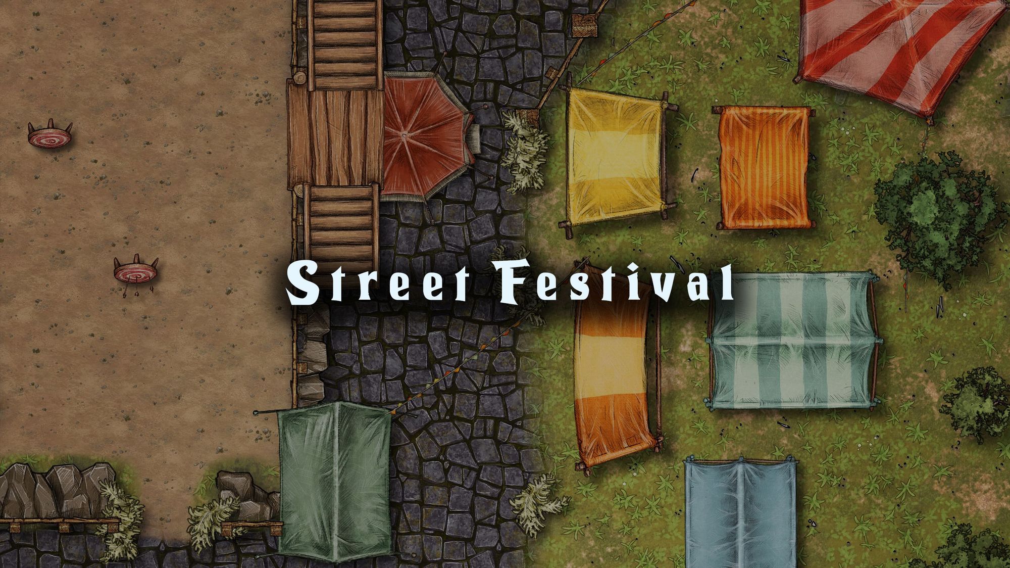 Street festival battle map — D&D 5e VTT by D&D ReinKarnated