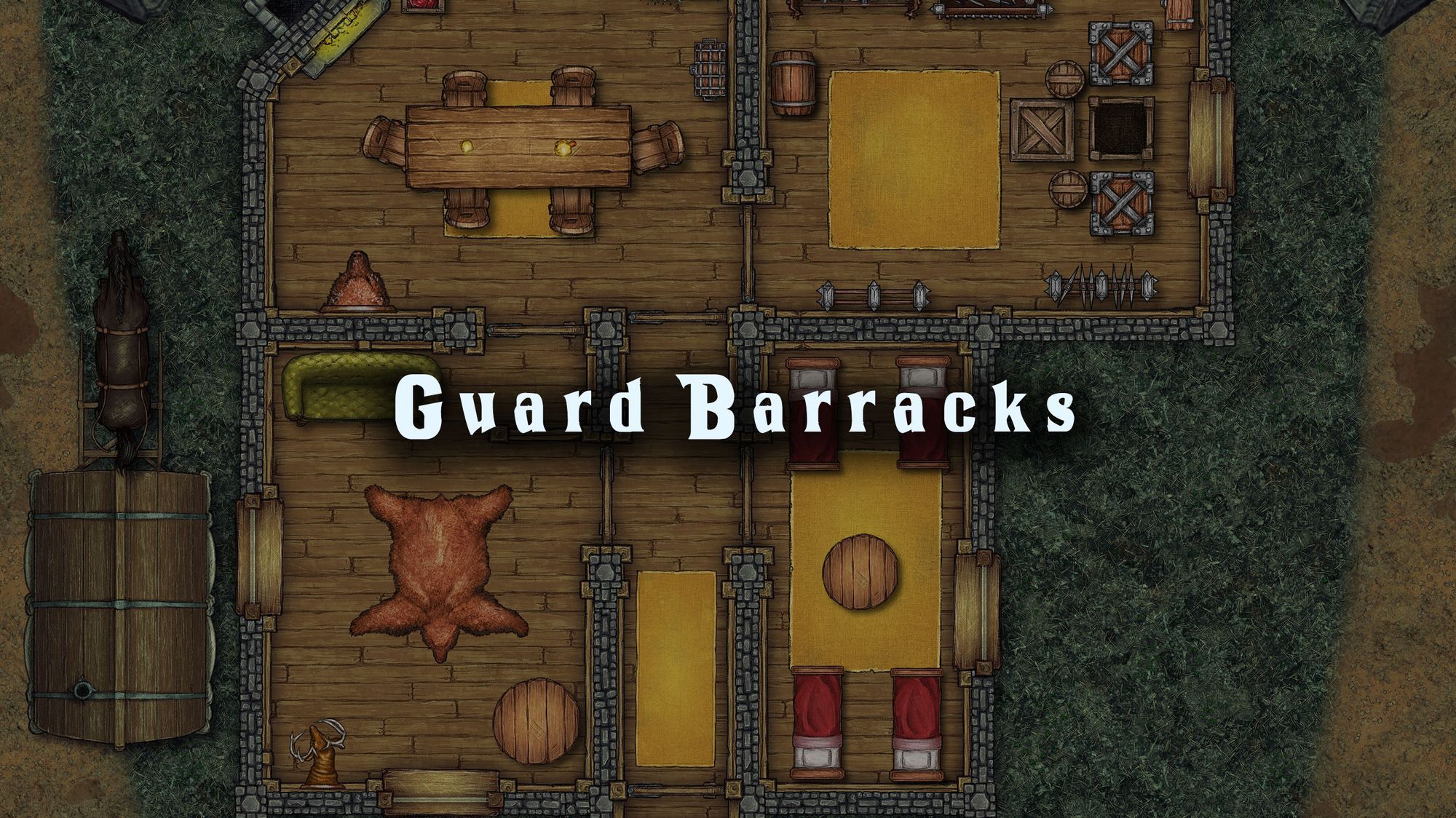 Guard barracks battle map — D&D 5e VTT by D&D ReinKarnated
