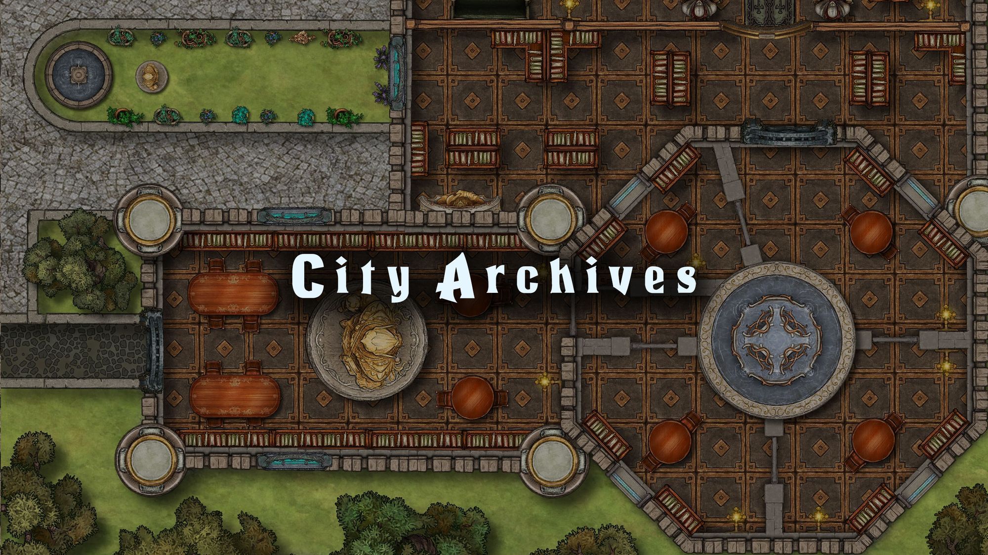 City Archives battle map — D&D 5e VTT by D&D ReinKarnated