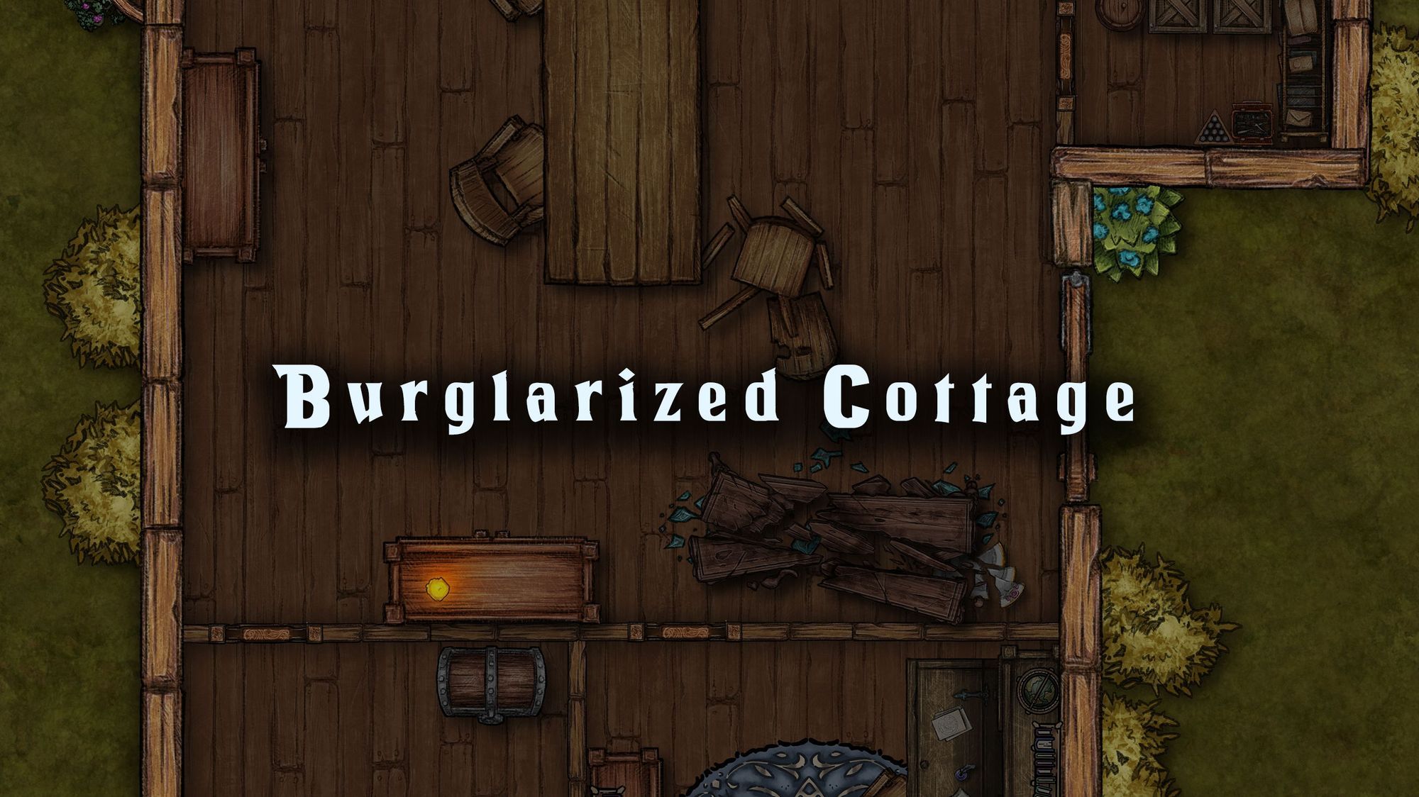 Burglarized cottage battle map — D&D 5e VTT by D&D ReinKarnated