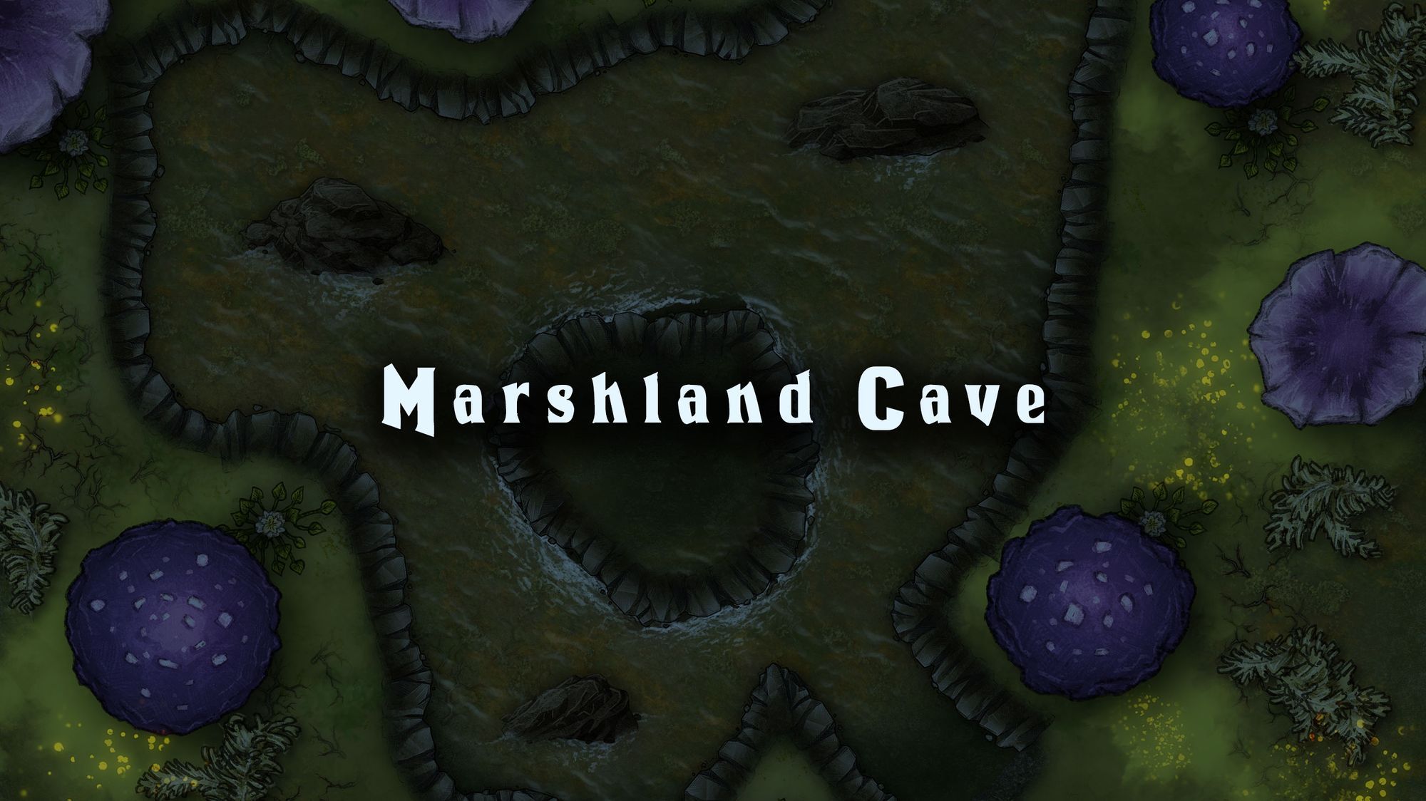 Marshland cave battle map — D&D 5e VTT by D&D ReinKarnated