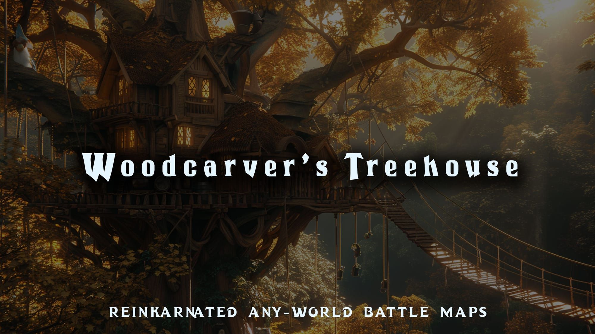 Woodcarver's Treehouse battle map — D&D 5e VTT by D&D ReinKarnated