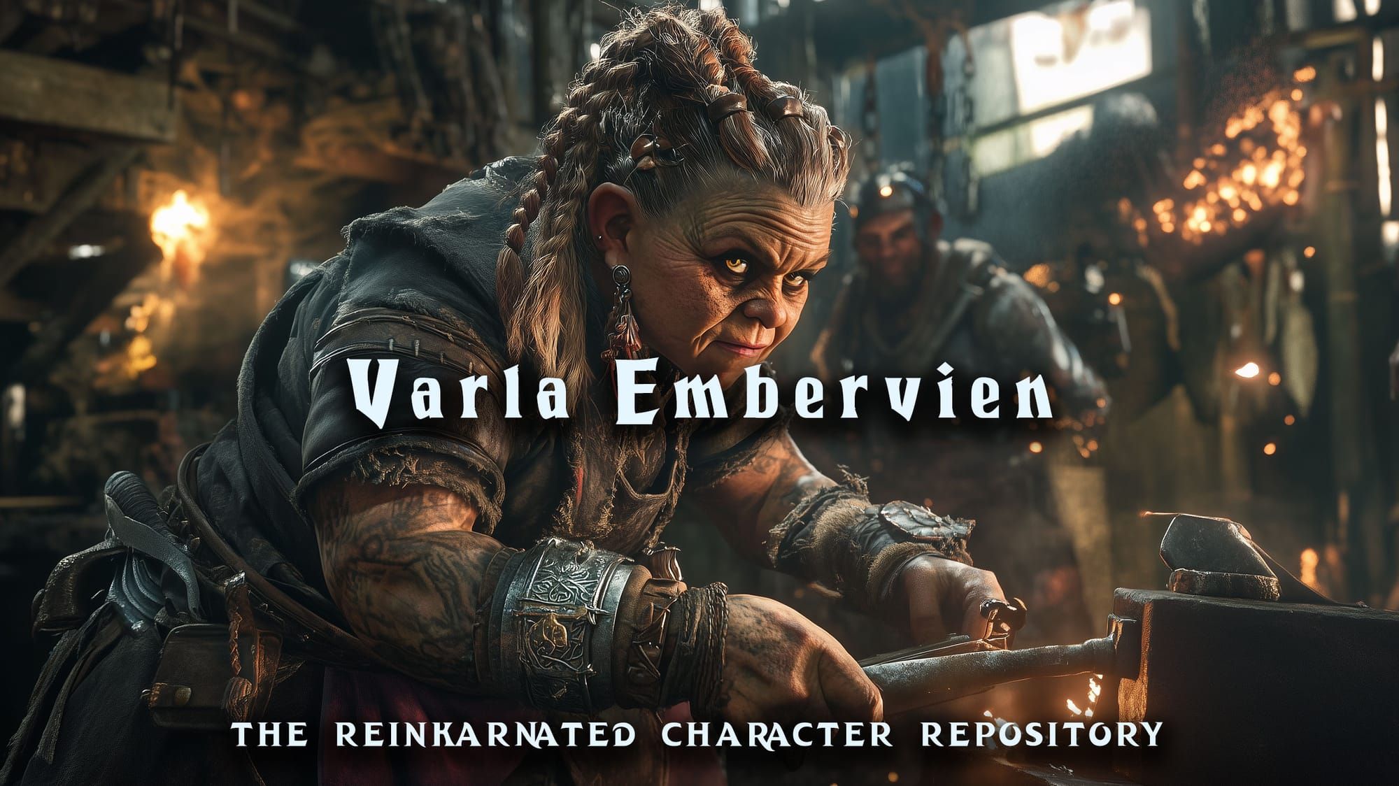 Varla Embervein dwarf weaponsmith NPC portrait — D&D 5e by D&D ReinKarnated
