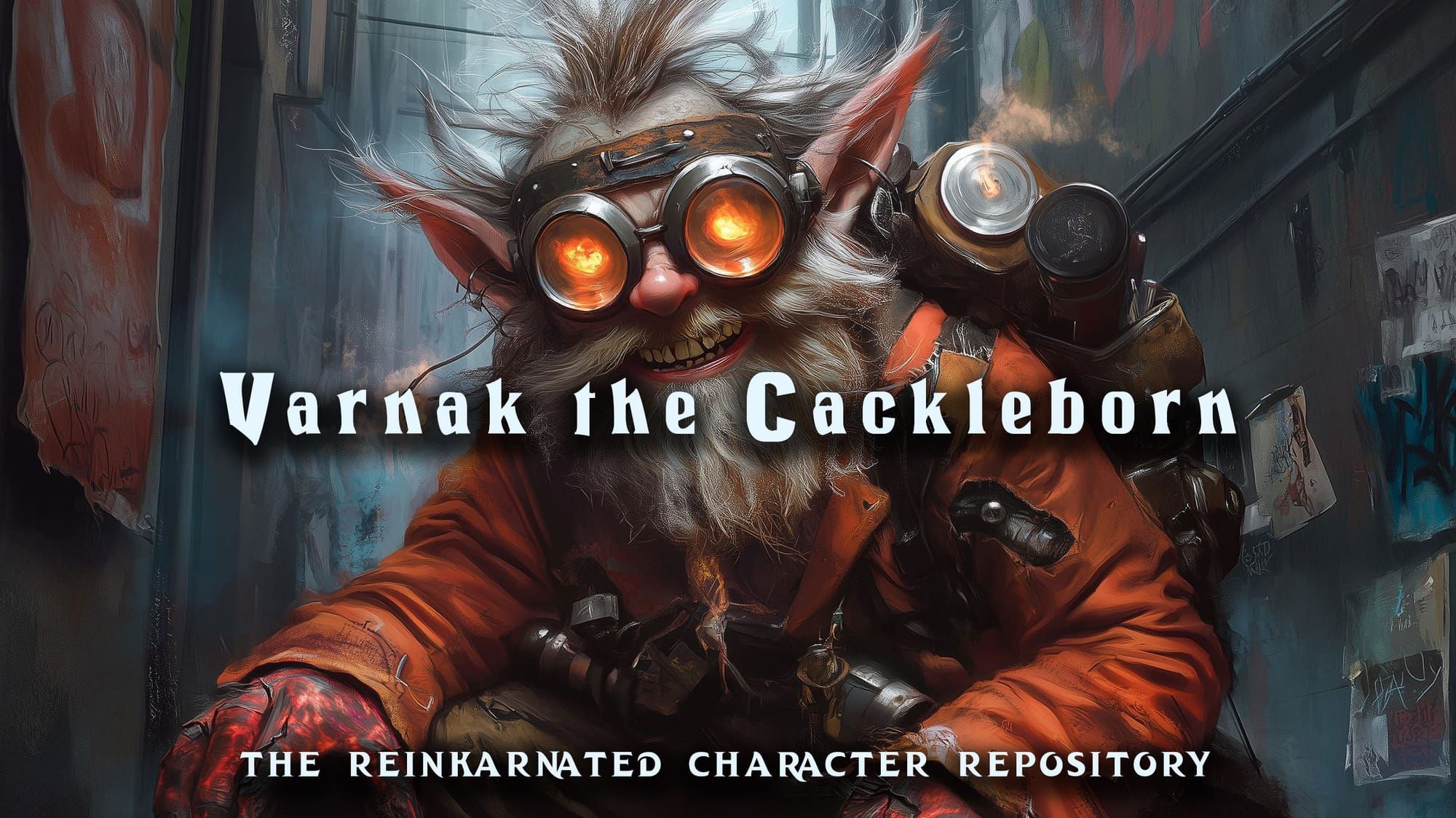 Varnak the Cackleborn fire-slinger NPC portrait — D&D 5e
