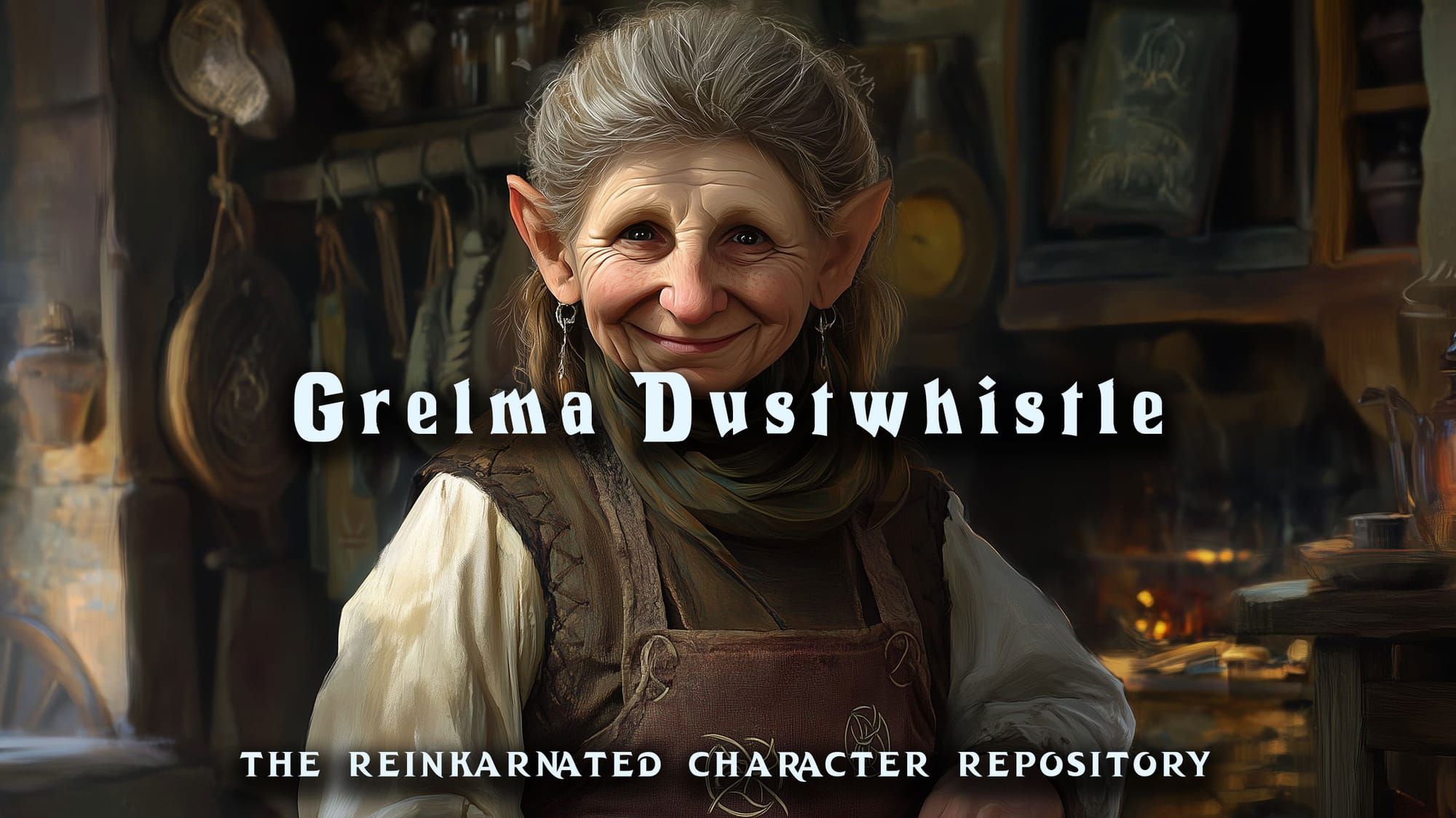 Grelma Dustwhistle tavernkeep NPC portrait — D&D 5e by D&D ReinKarnated