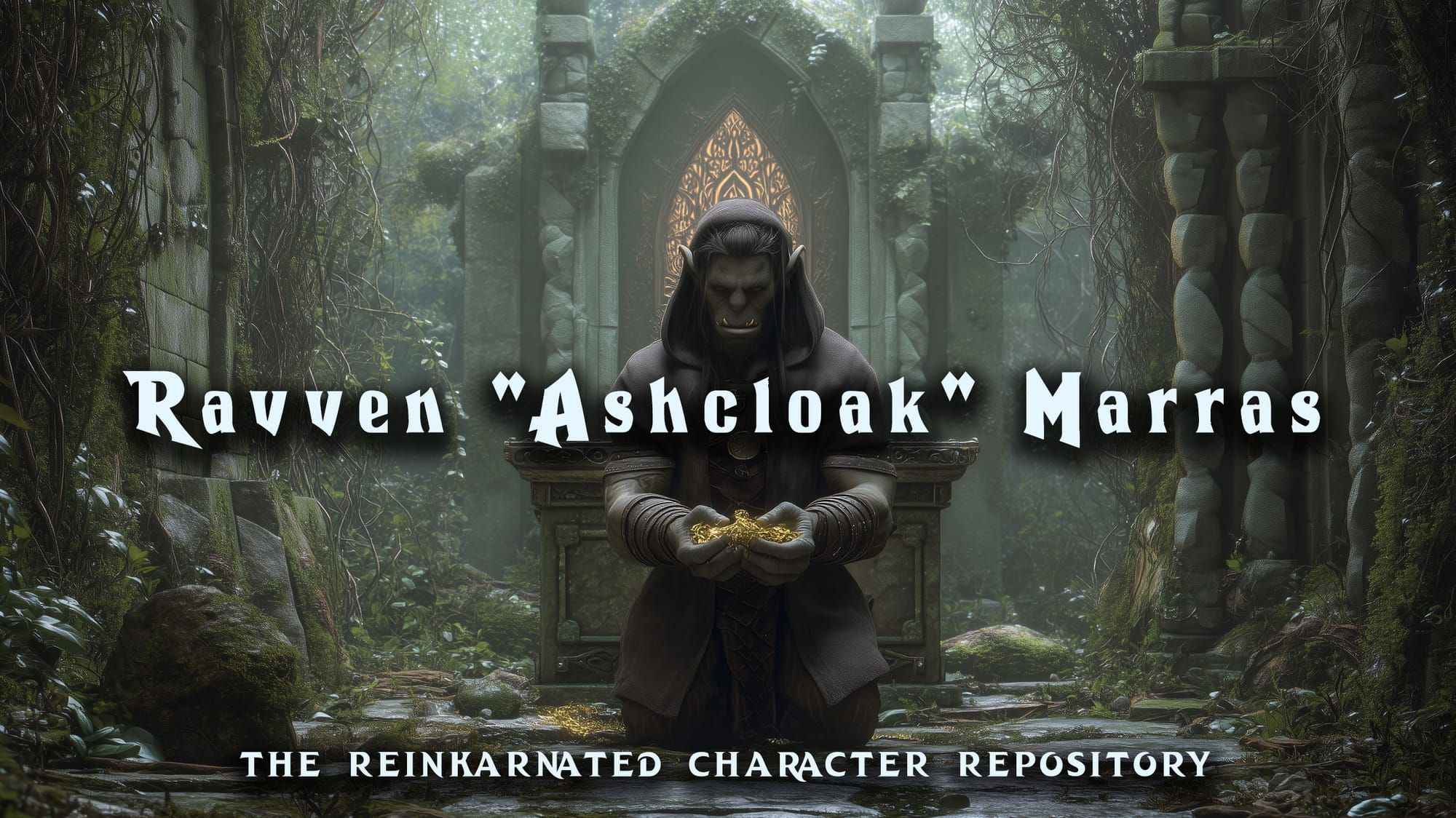 Raven Ashcloak human cleric NPC portrait — D&D 5e