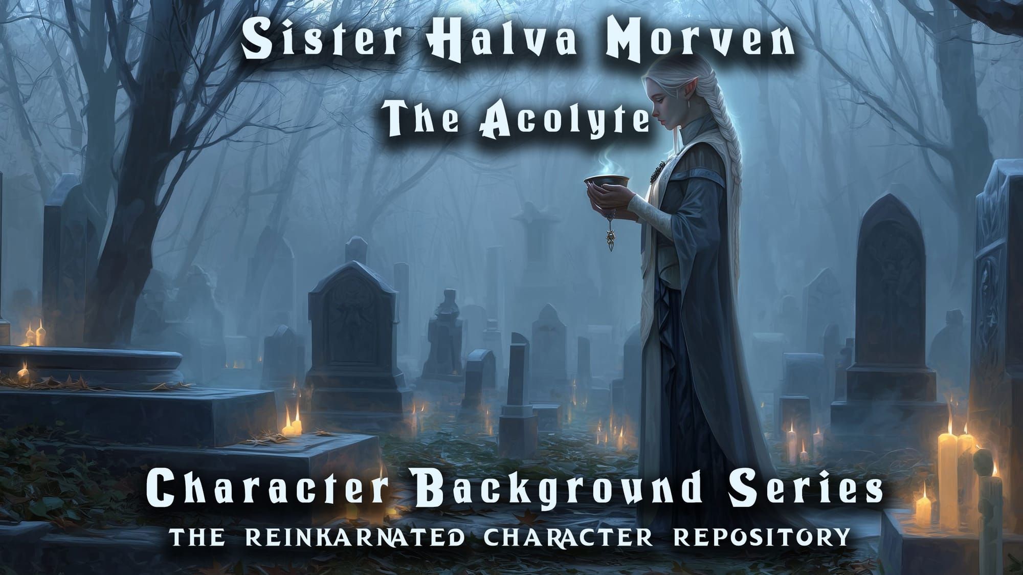 Sister Halva Morven human acolyte NPC portrait — D&D 5e