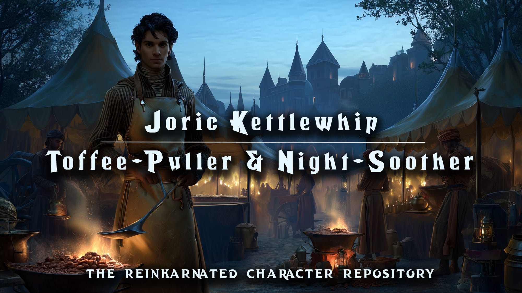 Joric Kettlewhip halfling toffee-puller NPC portrait — D&D 5e