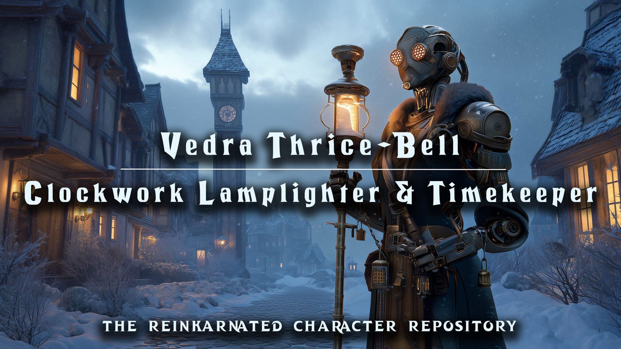 Vedra Thrice-Bell gnome timekeeper NPC portrait — D&D 5e