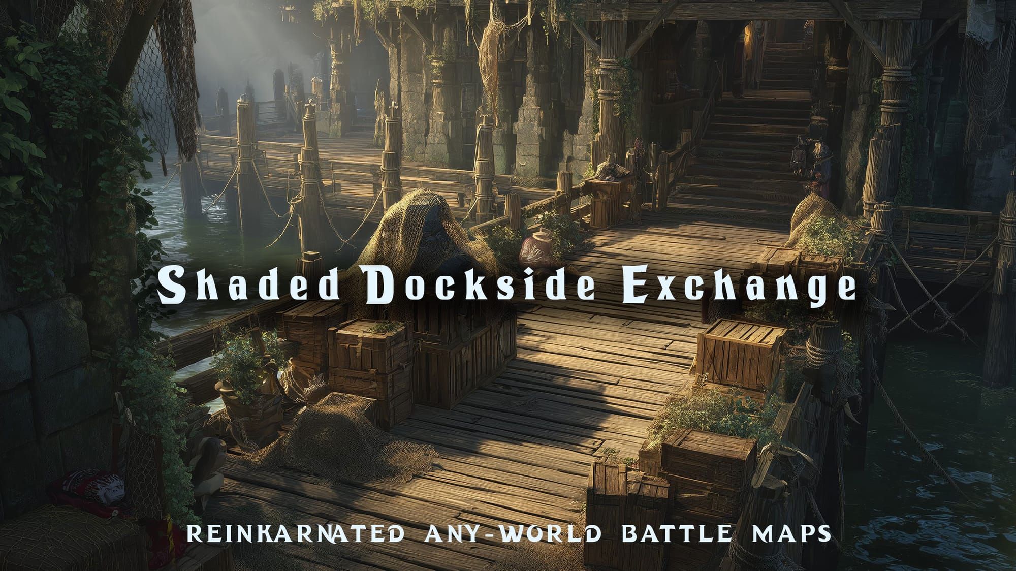 Shaded Dockside Exchange battle map — D&D 5e VTT by D&D ReinKarnated