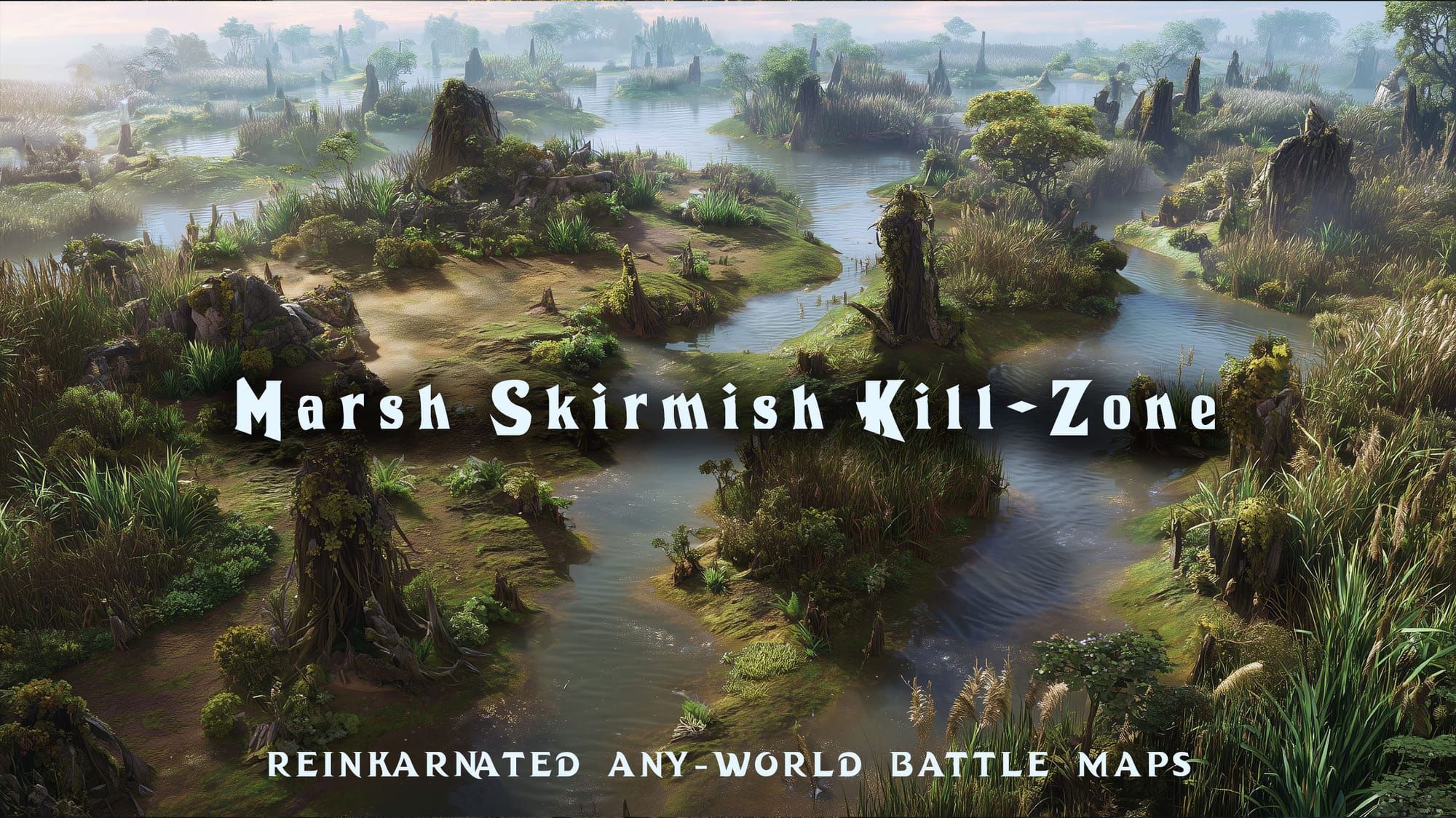 Marsh Skirmish Kill-Zone battle map — D&D 5e VTT by D&D ReinKarnated