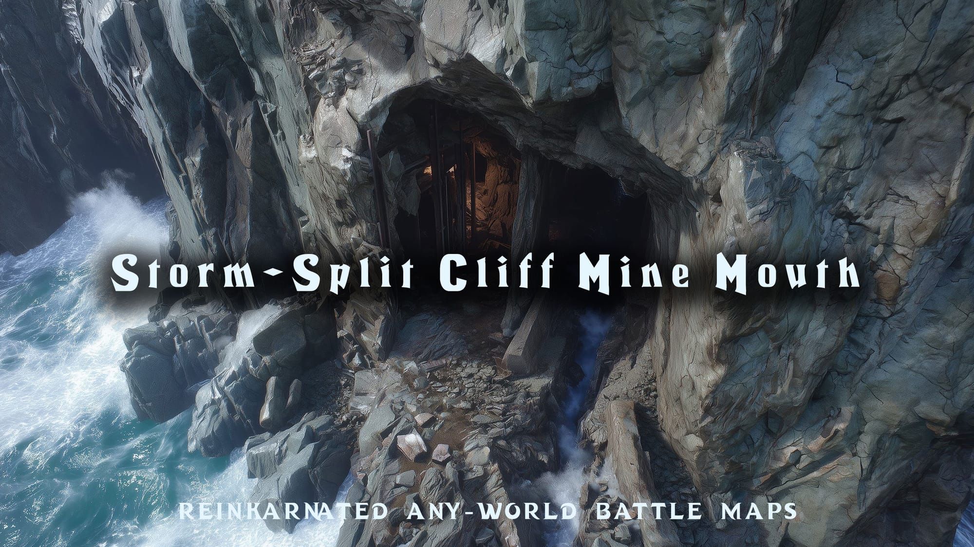Storm-Split Cliff Mine Mouth battle map — D&D 5e VTT