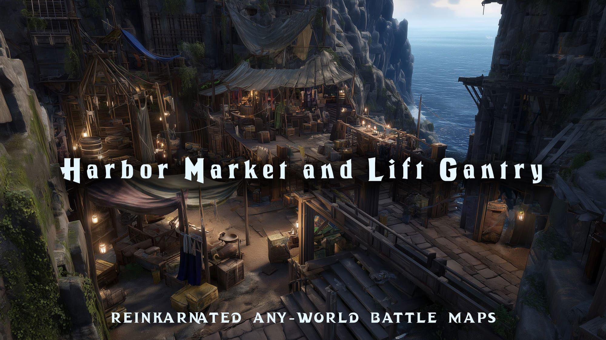 Harbor Market & Lift Gantry battle map — D&D 5e VTT by D&D ReinKarnated