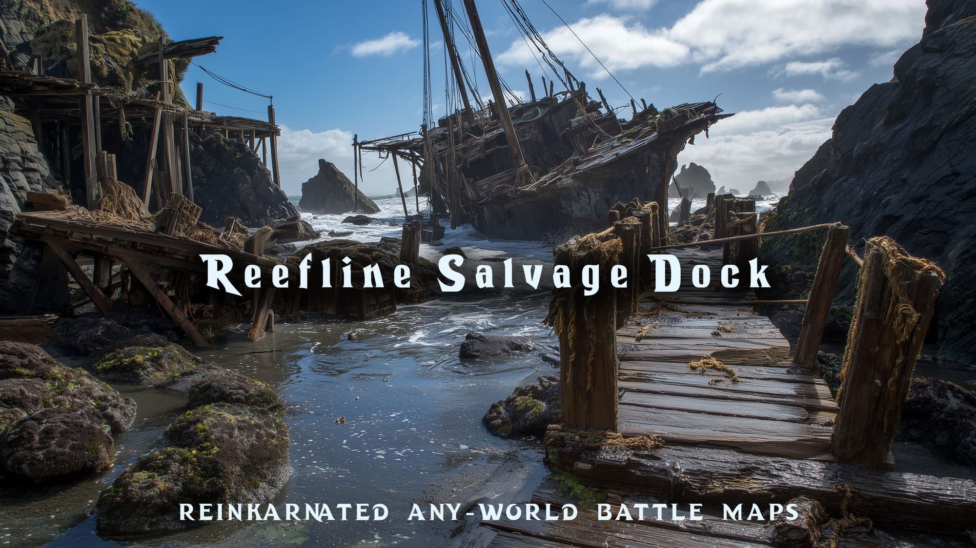 Reefline Salvage Dock battle map — D&D 5e VTT by D&D ReinKarnated