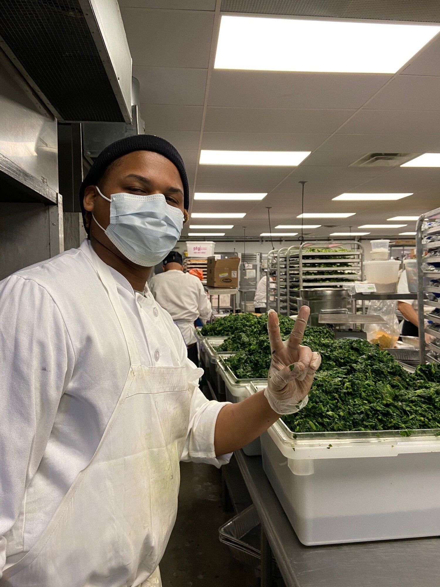 Great Performances prepares food in their kitchen