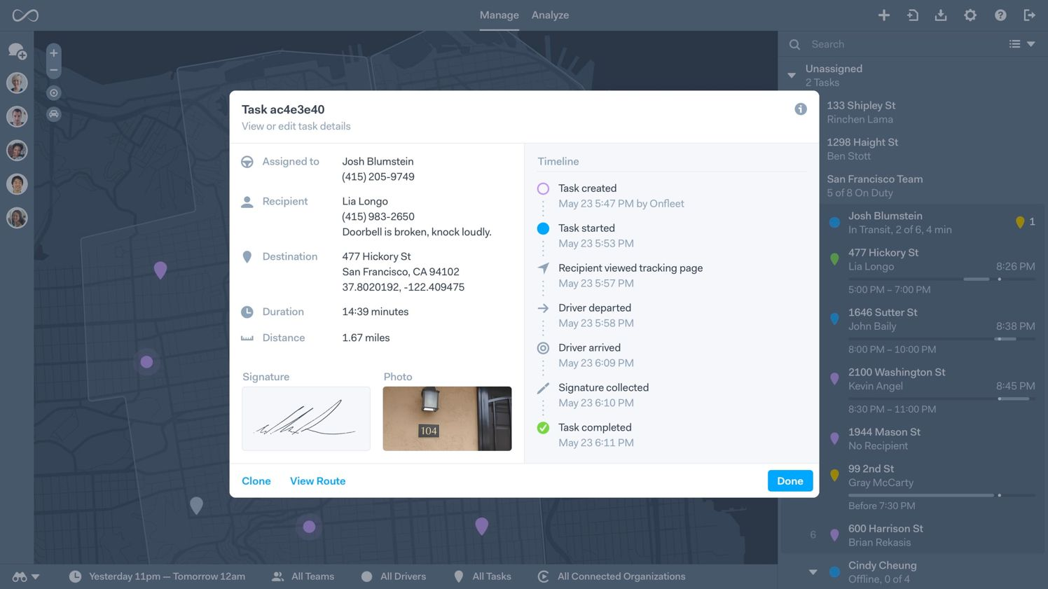 Using Onfleet to provide proof of delivery