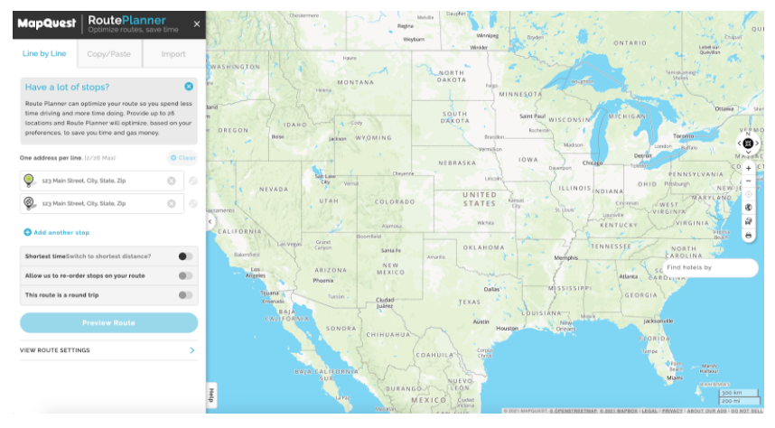 MapQuest Route Planner