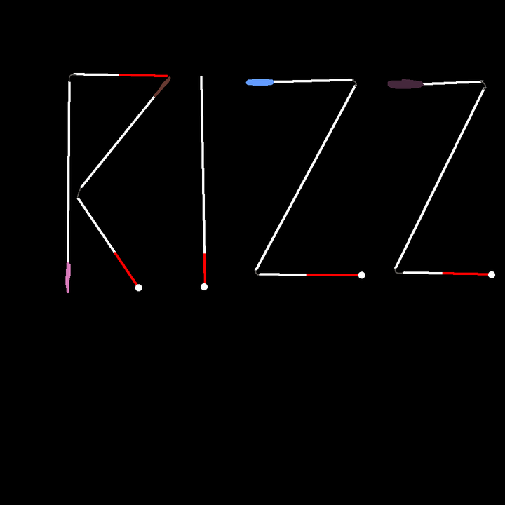 the word "rizz" drawn out using blind canes in a shitty pixel art style