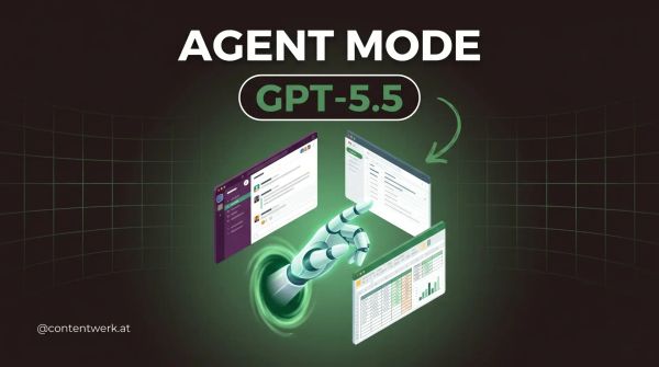 GPT-5.5 Agent Mode Roboter-Hand bedient Slack Gmail Tabelle gleichzeitig