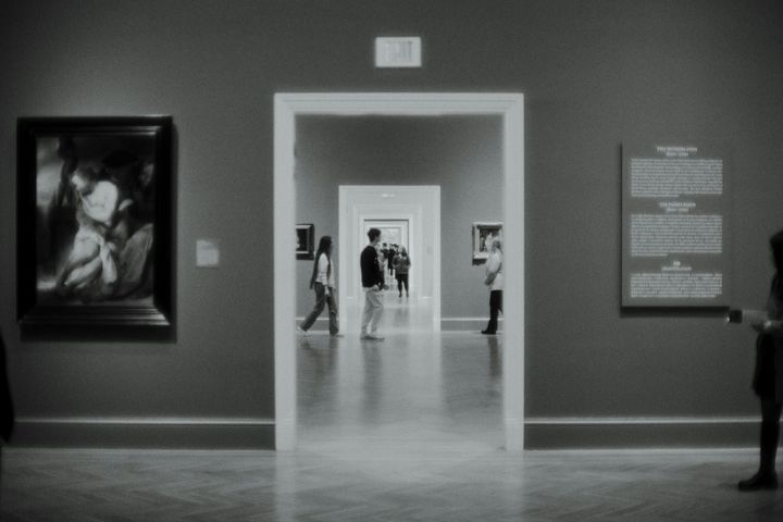 Paintings in a museum.