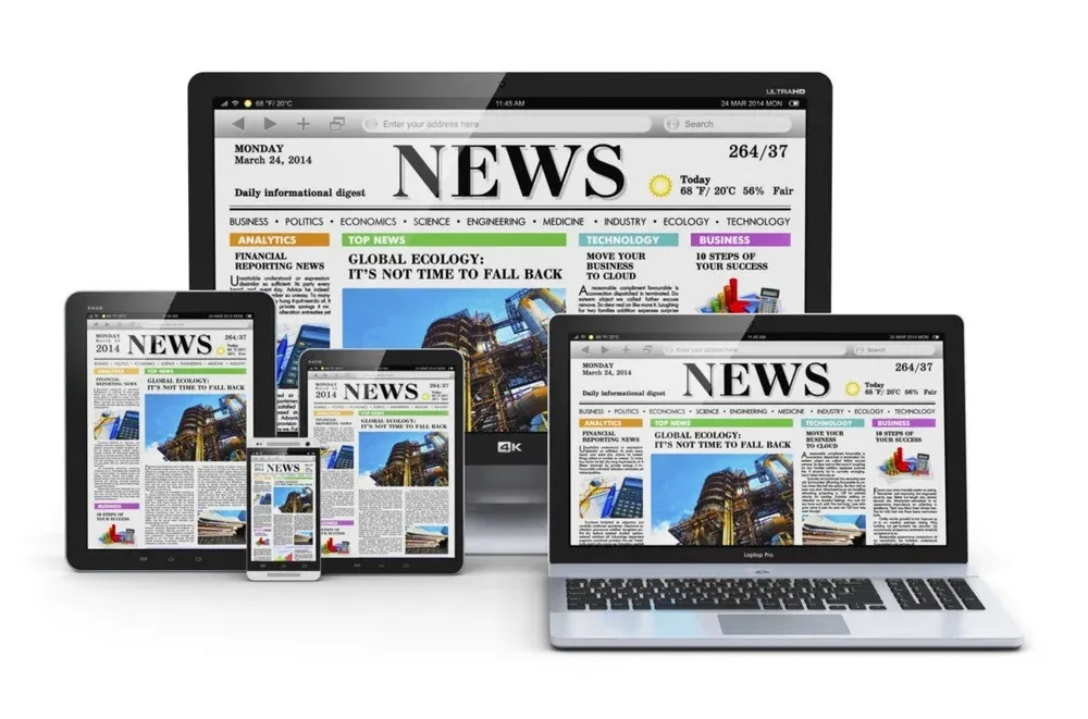 Digital devices displaying news website