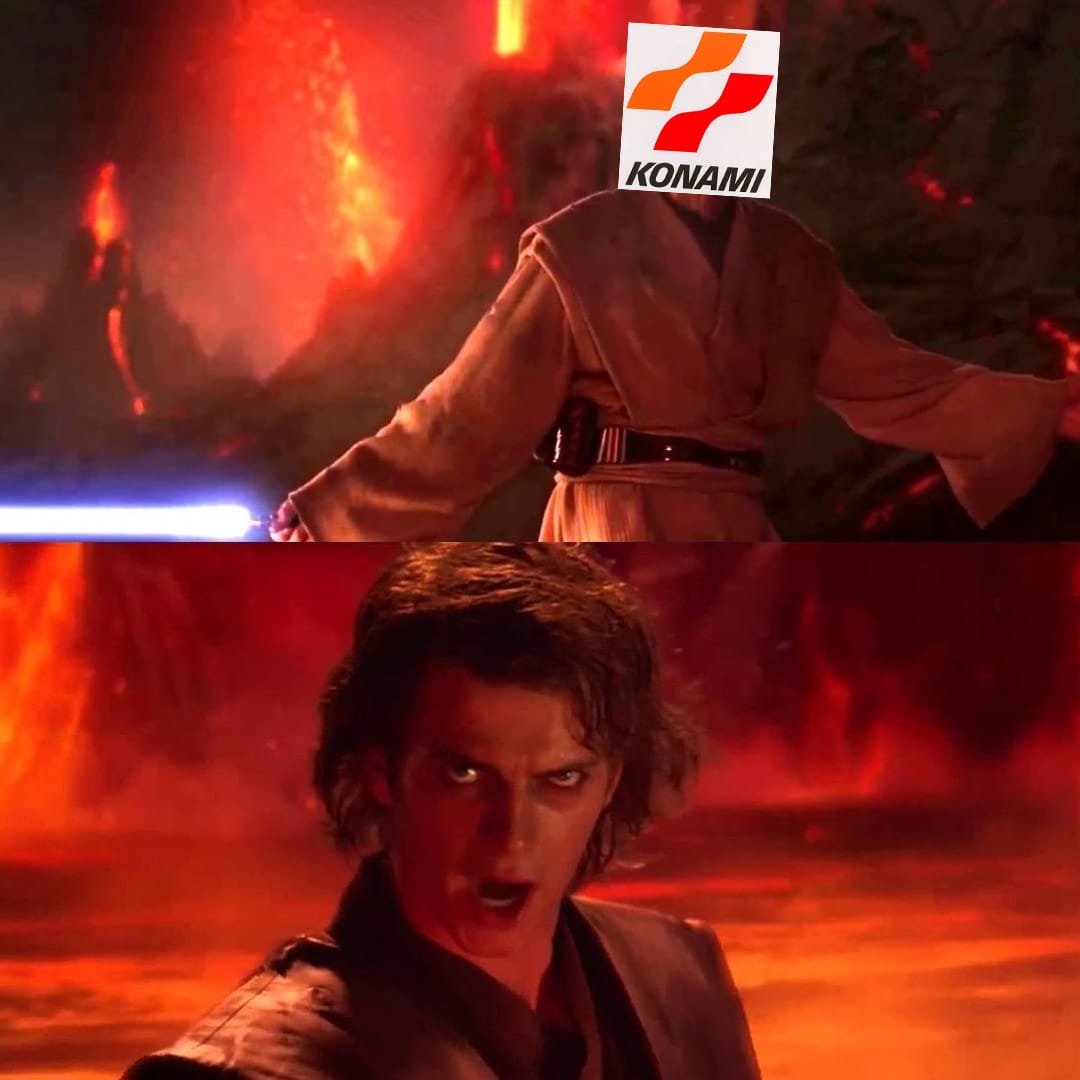 A meme showing that Konami has the high ground.