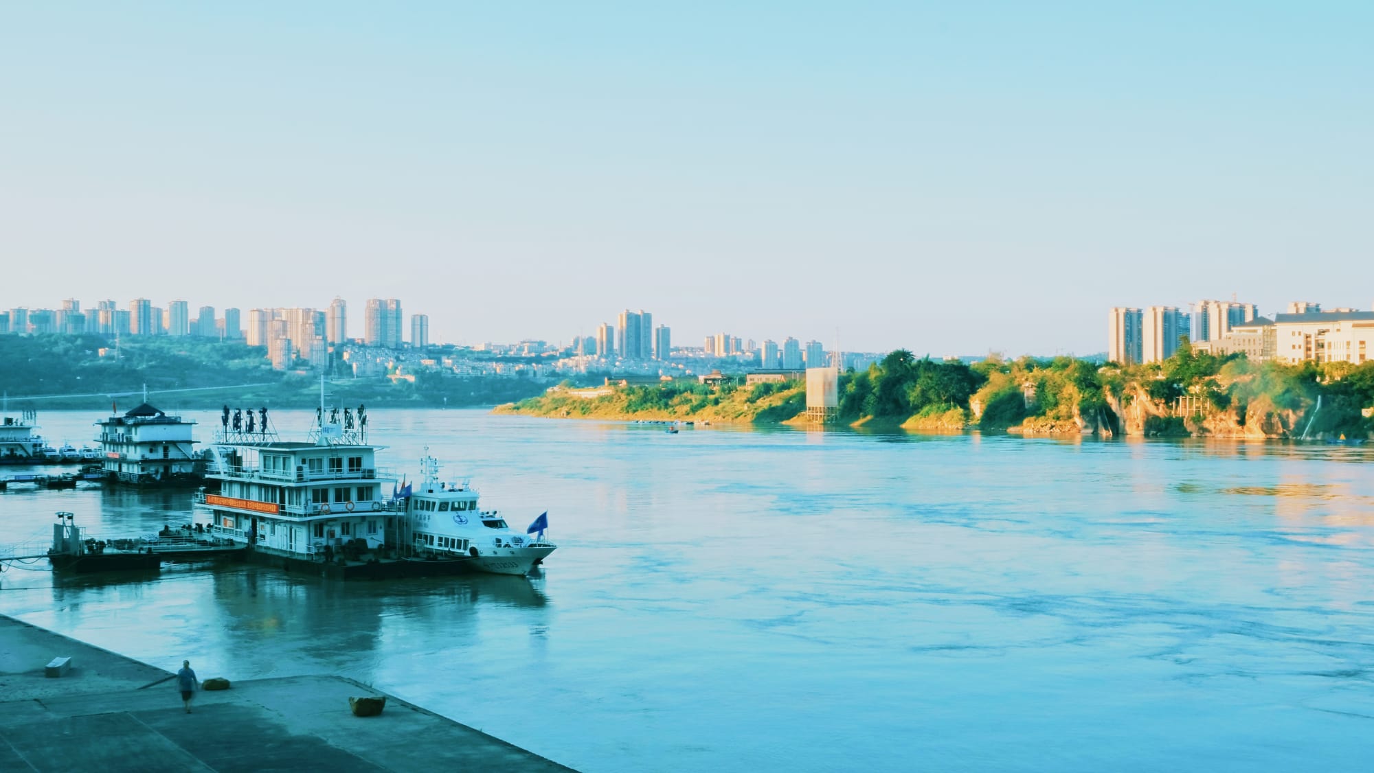 A view of the Yangtze river as it cuts through Luzhou, China.